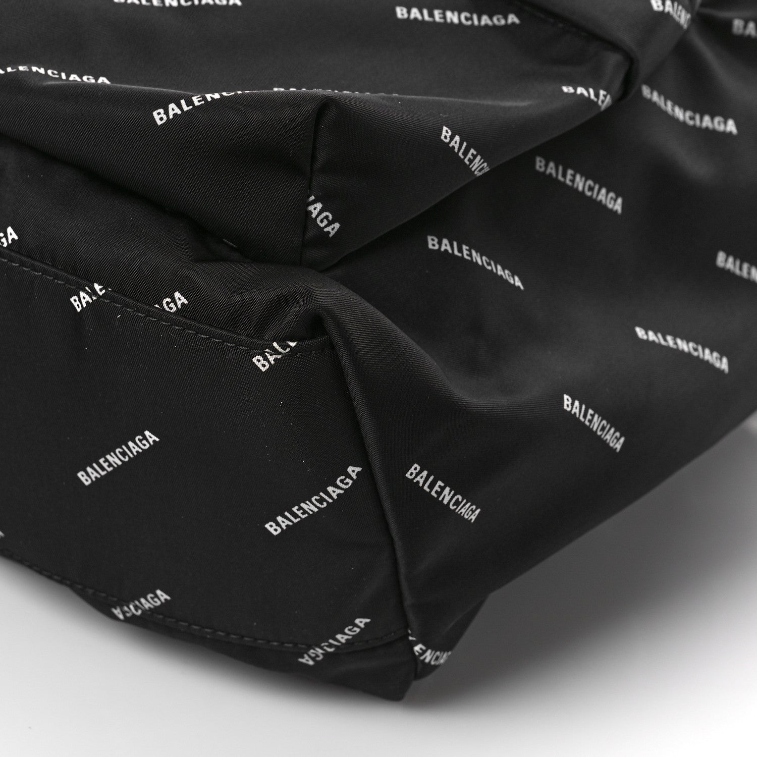 Balenciaga Twill Nylon Allover Logo Print Explorer Backpack Black White 8 of 8