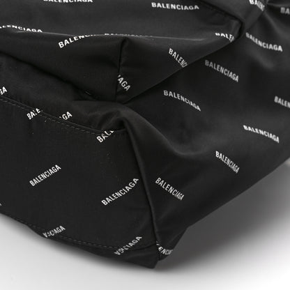 Balenciaga Twill Nylon Allover Logo Print Explorer Backpack Black White 8 of 8