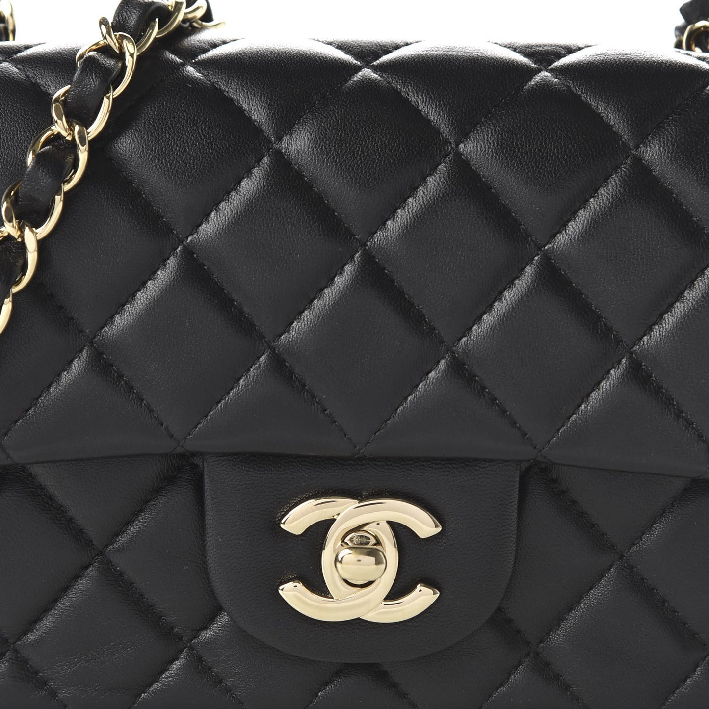 Lambskin Quilted Mini Rectangular Flap Black