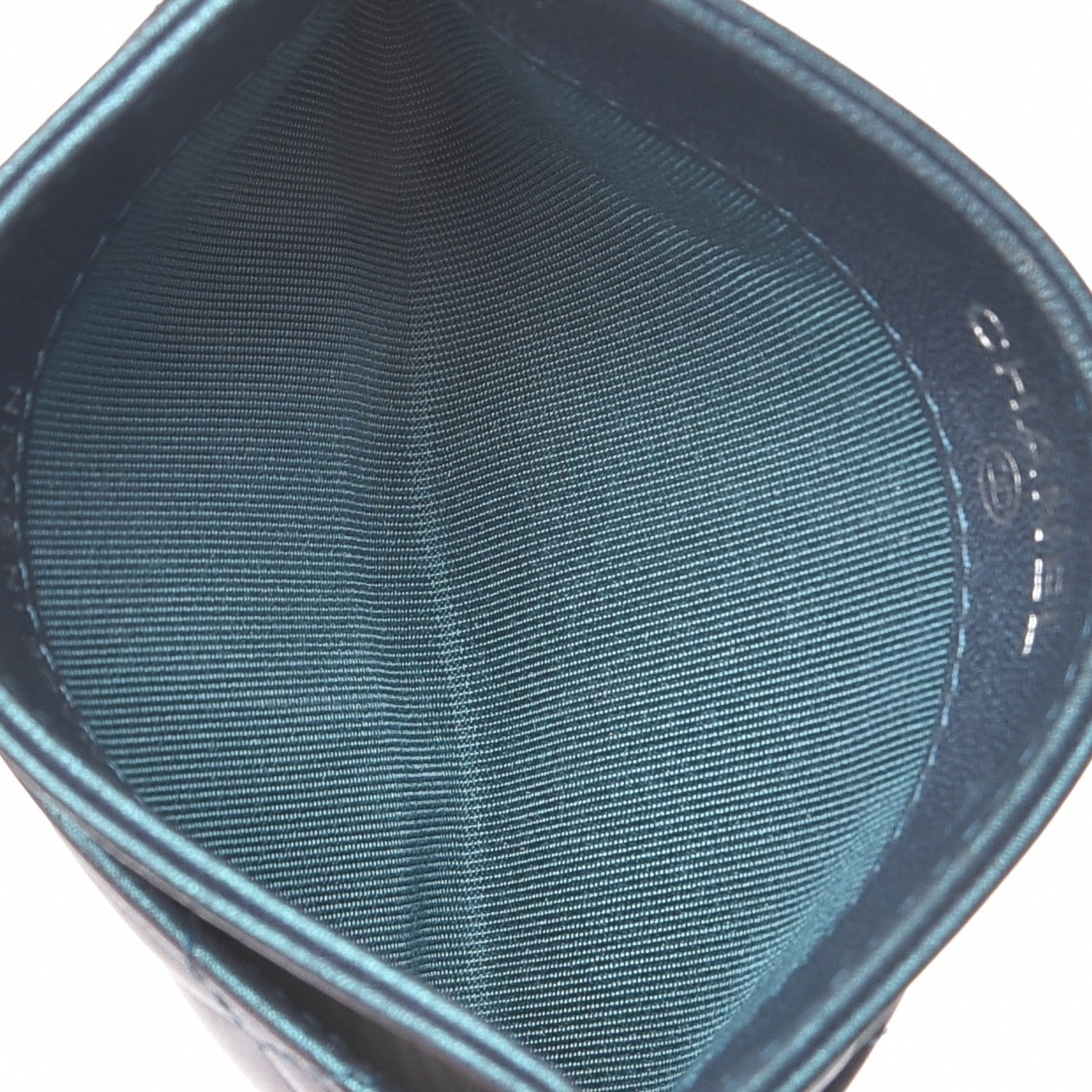 Chanel Metallic Lambskin Quilted Card Holder Turquoise 5 of 9