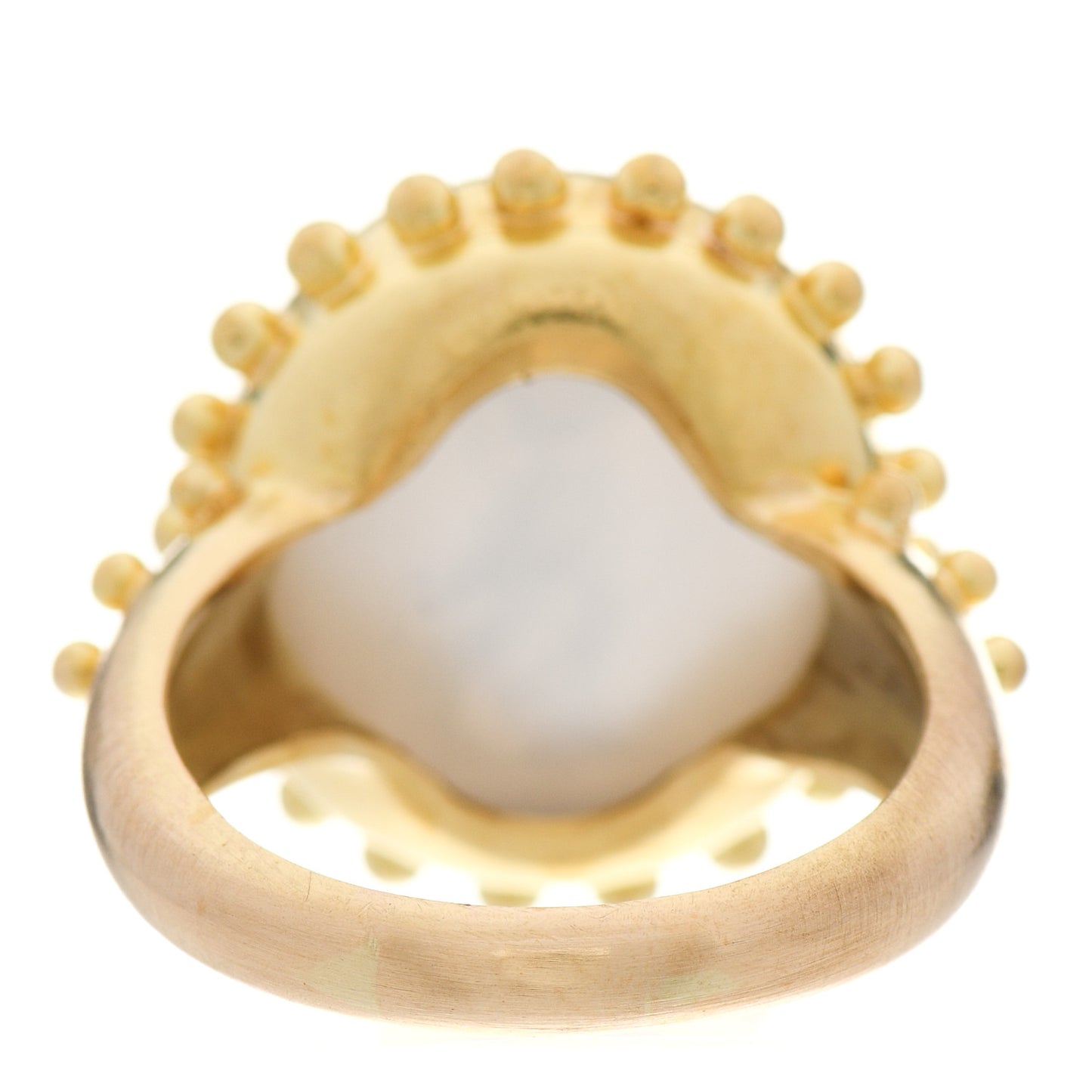19K Yellow Gold Venetian Glass Intaglio Grecian Water Carrier Ring Blue 58 8.25