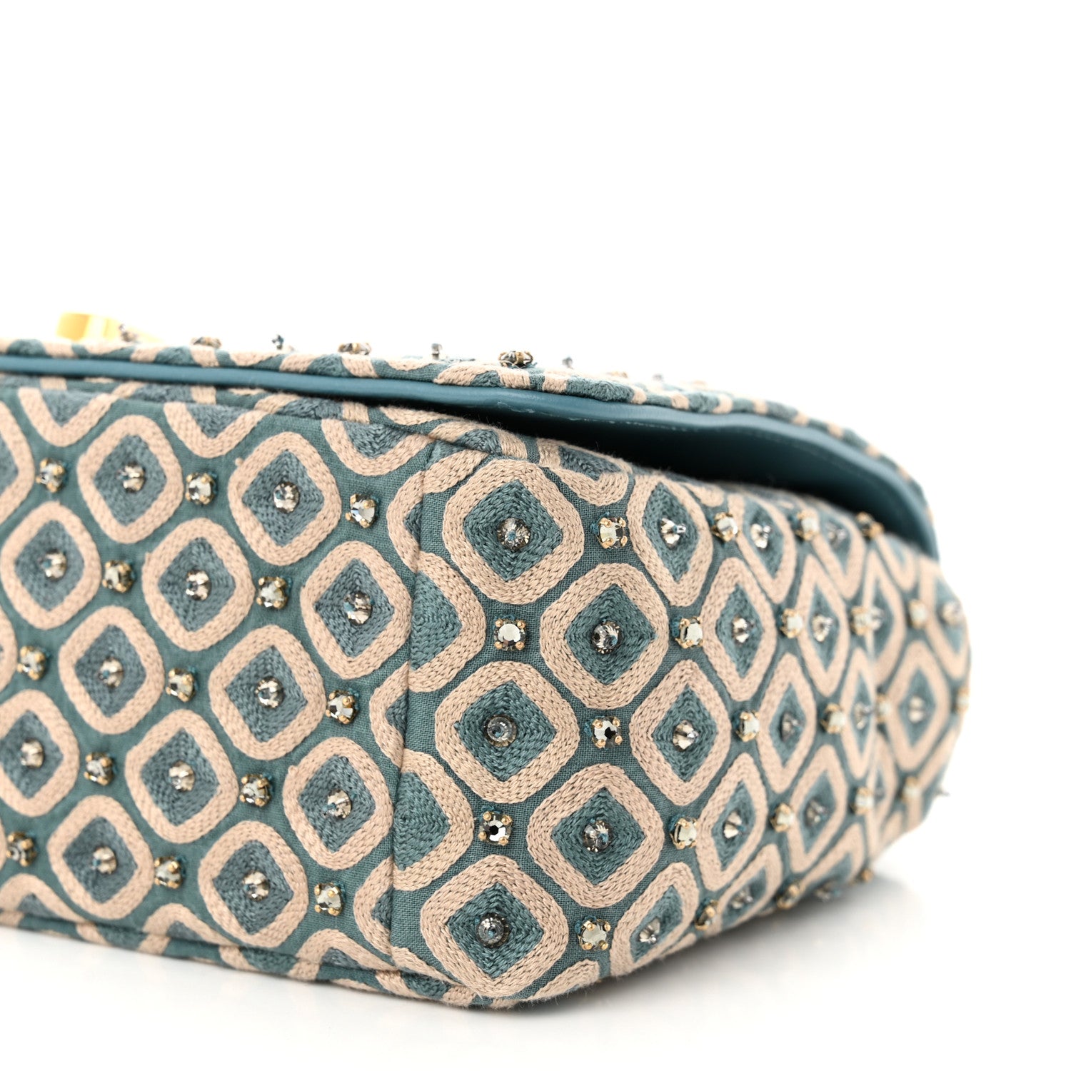 Christian Dior Calfskin Strass Embroidered Small Caro Bag Blue 10 of 13