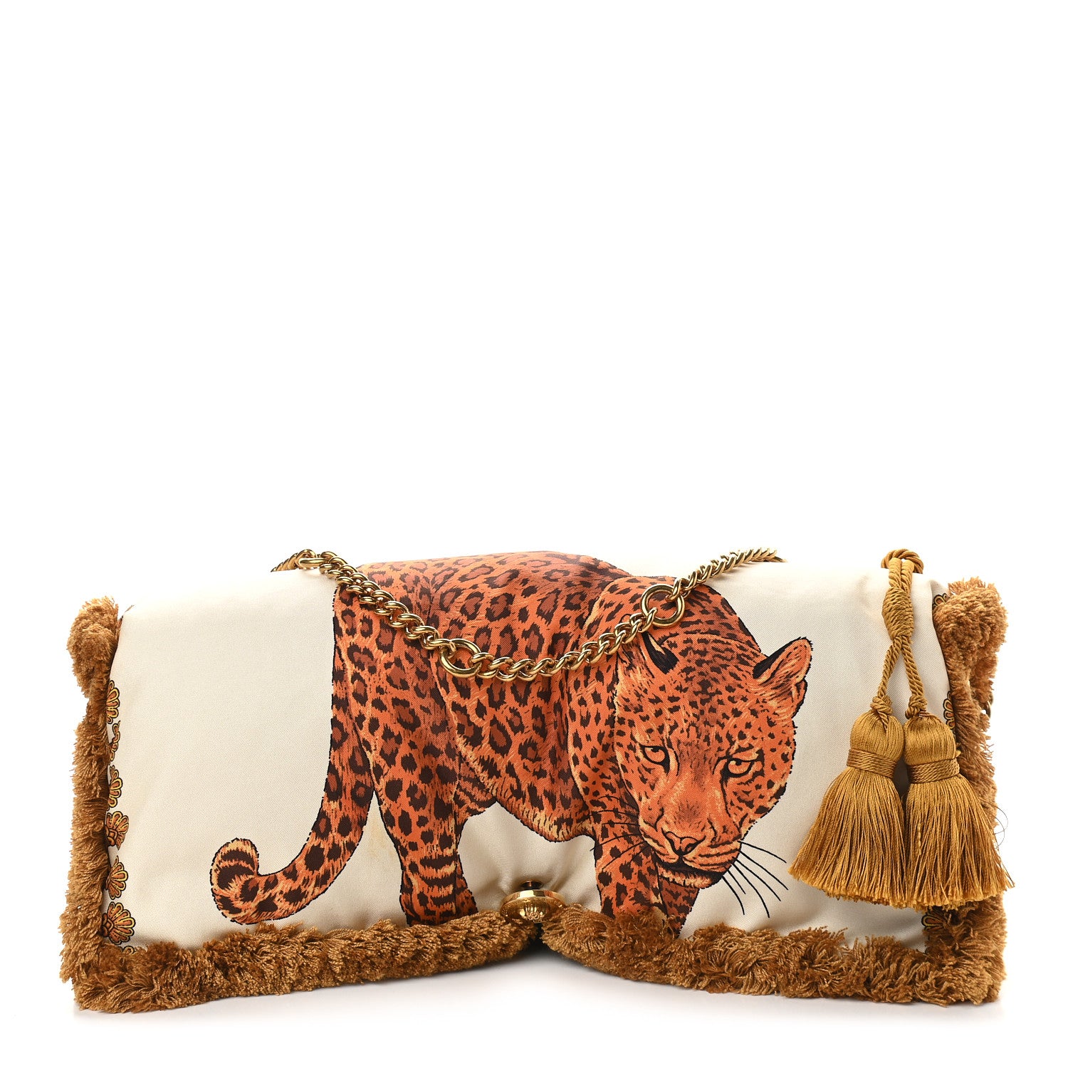 Versace Silk Leopard Print Pillow Talk Shoulder Bag Gold 1 of 12