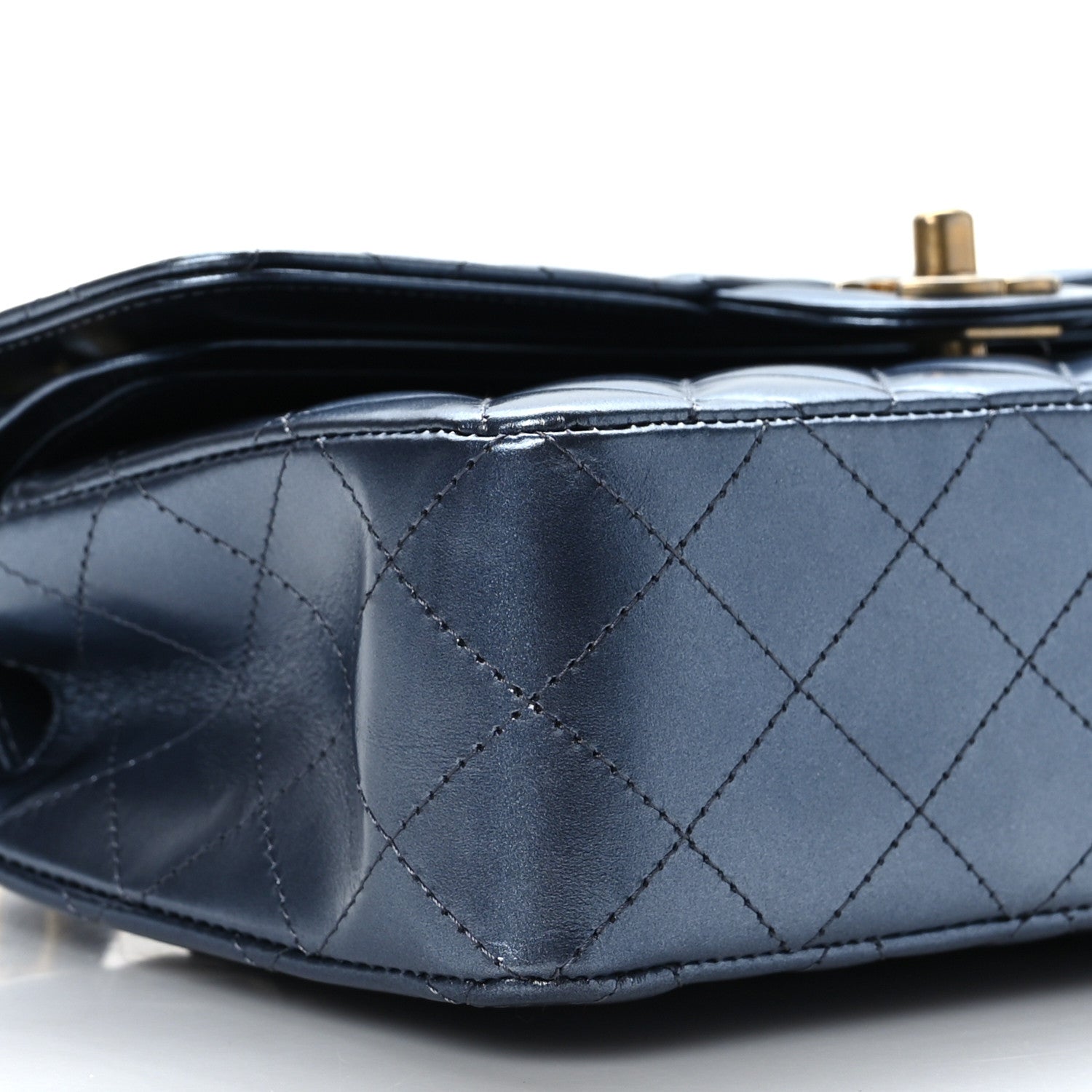 Chanel Metallic Lambskin Quilted Small Double Flap Blue 8 of 9