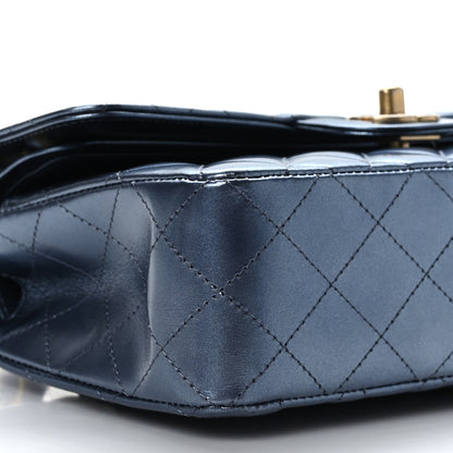 Chanel Metallic Lambskin Quilted Small Double Flap Blue 8 of 9