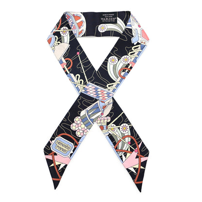 Hermes Silk Odyssey Twilly Black Bleu Ciel Rose 1 of 3