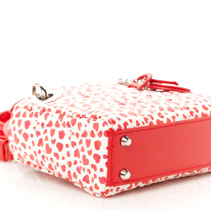 Christian Dior Lambskin Patent Heart Print Cannage Micro Lady Dior Dior Red White 8 of 9
