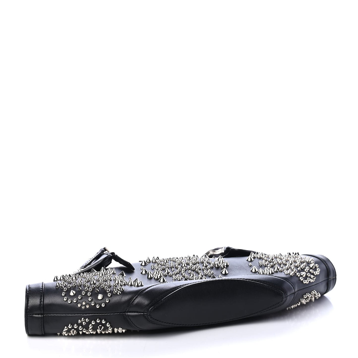 Calfskin Studded De Manta Clutch Black
