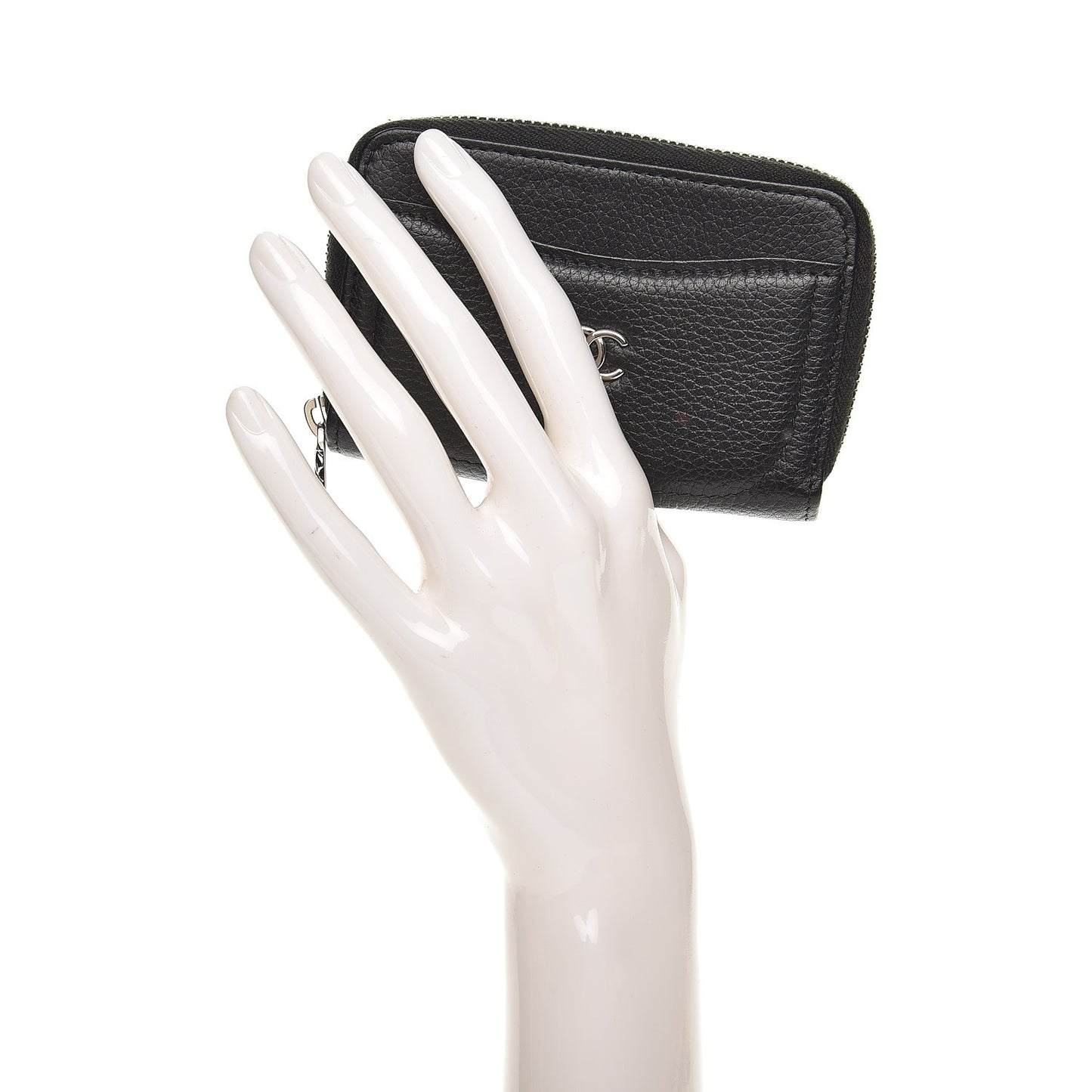 Caviar Zip Coin Purse Black