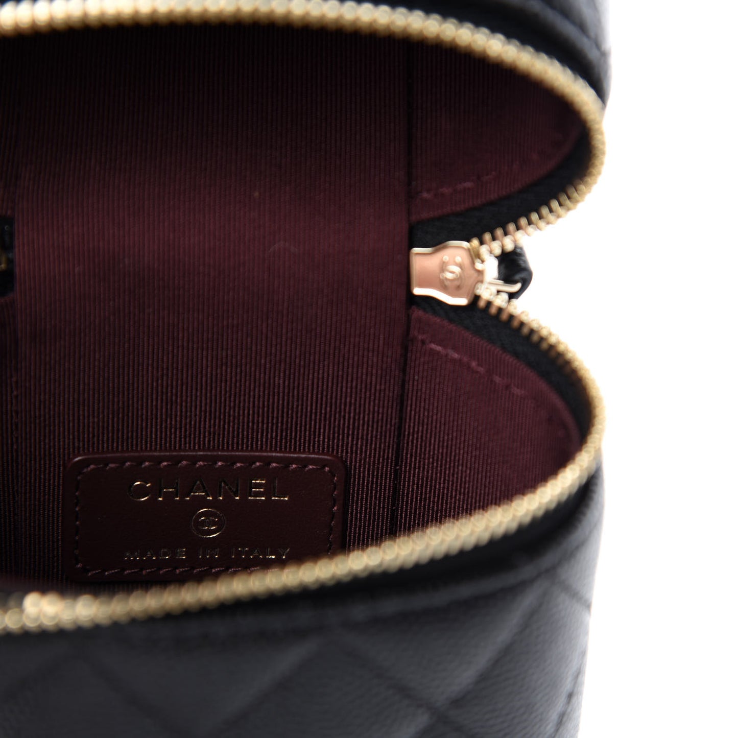 Caviar Quilted Phone Holder With Chain Black