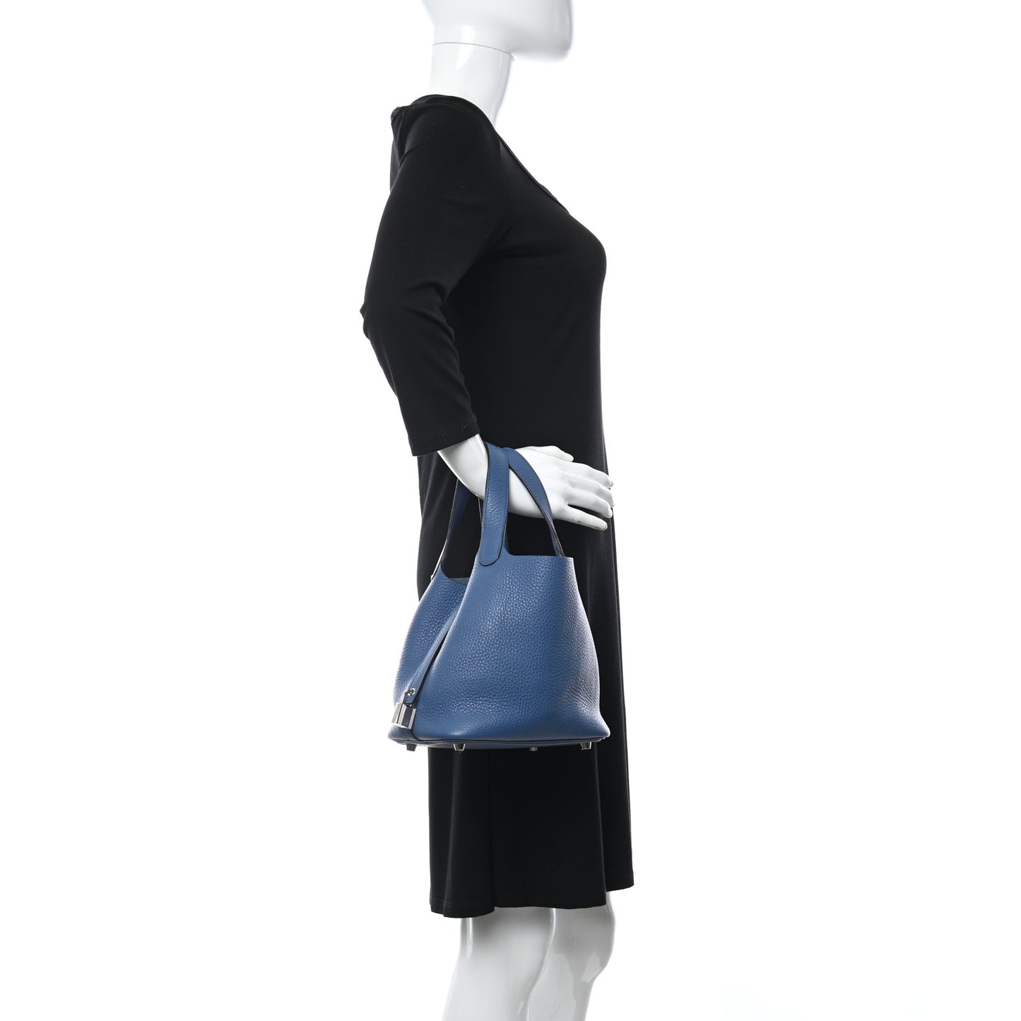 Taurillon Clemence Picotin Lock 18 PM Bleu Agate