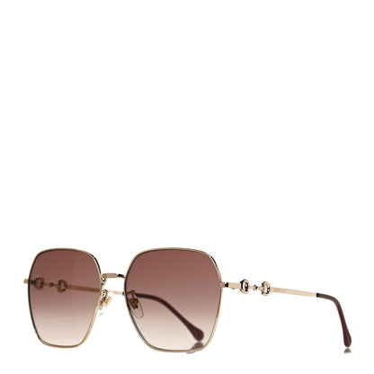 Gucci Metal Horsebit Square Sunglasses GG0882SA Gold 1 of 8