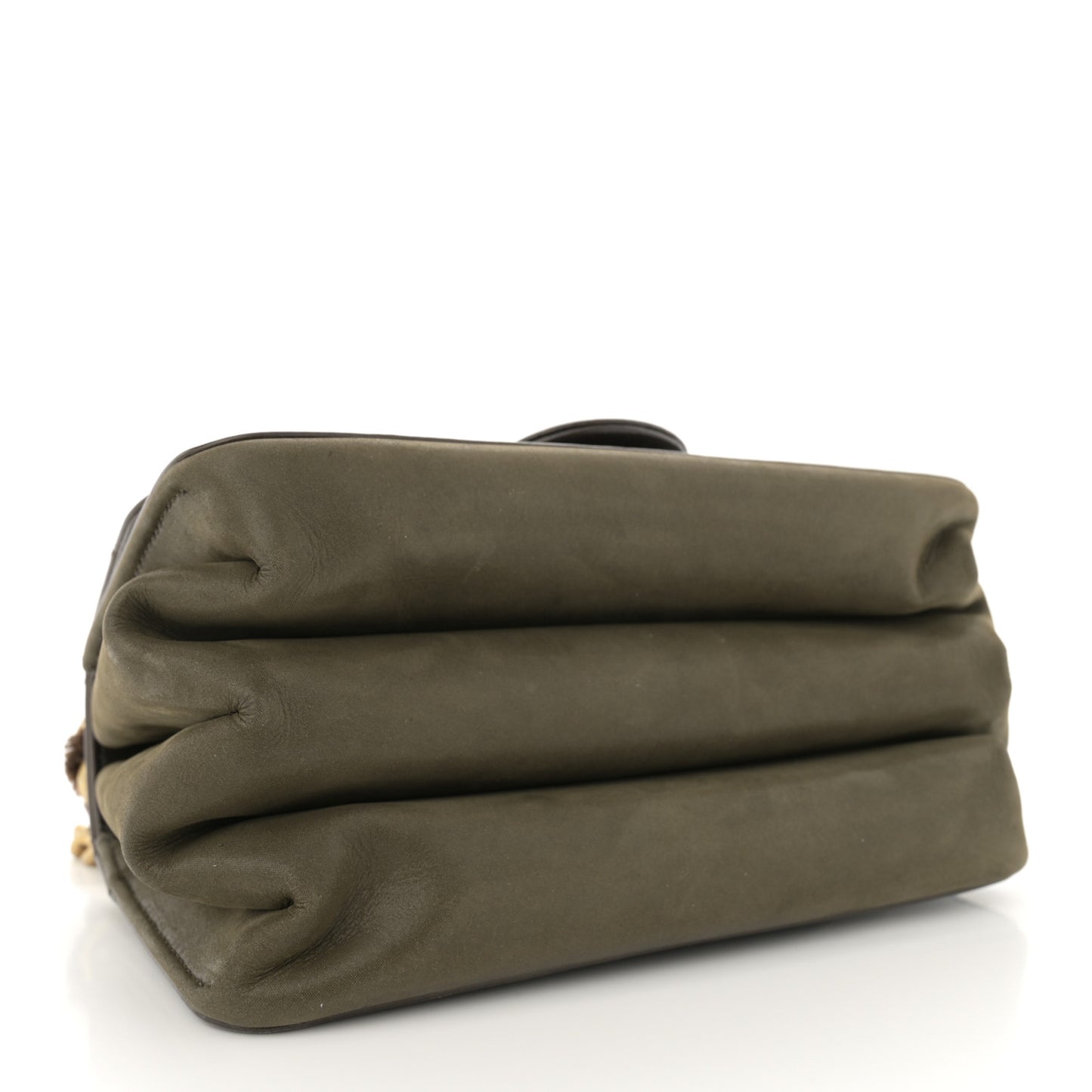 Iridescent Calfskin Quilted Small Straight Lined Flap Khaki