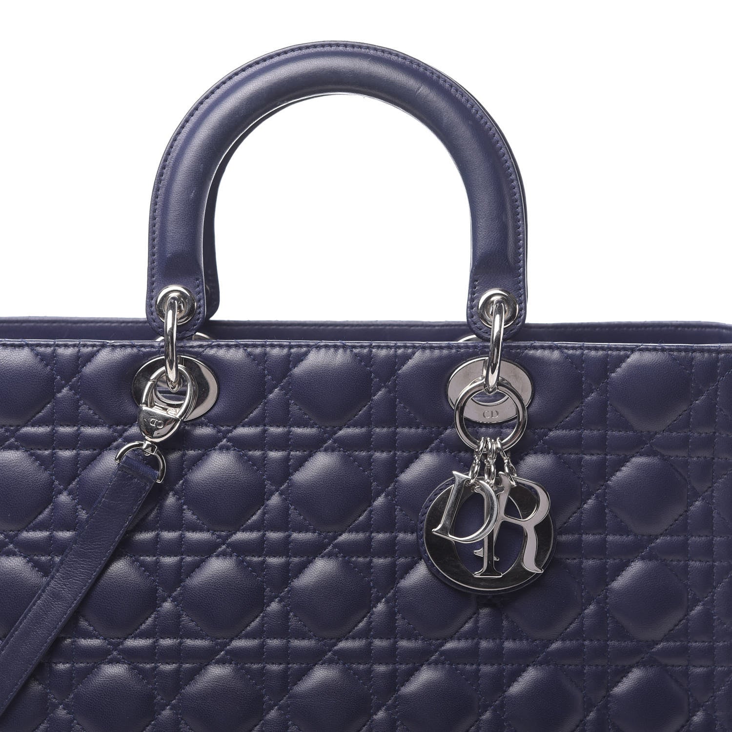 Christian Dior Lambskin Cannage Large Lady Dior Navy Blue 9 of 11