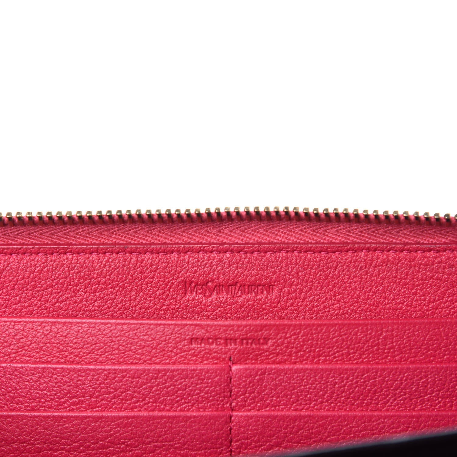 Saint Laurent Chevre Belle De Jour Zip Around Wallet Fuchsia 6 of 7