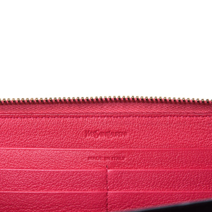 Saint Laurent Chevre Belle De Jour Zip Around Wallet Fuchsia 6 of 7