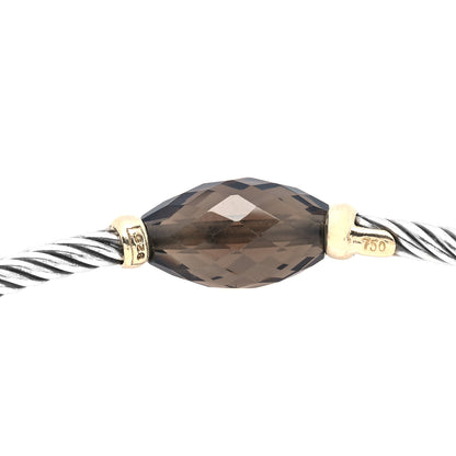 David Yurman Sterling Silver 18K Yellow Gold Smoky Quartz Station Bangle Bracelet 6 of 6