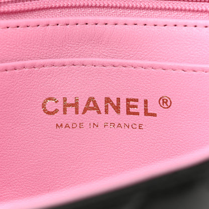 Chanel Lambskin Quilted Bi-Color Mini Top Handle Rectangular Flap Black Lilac 6 of 13