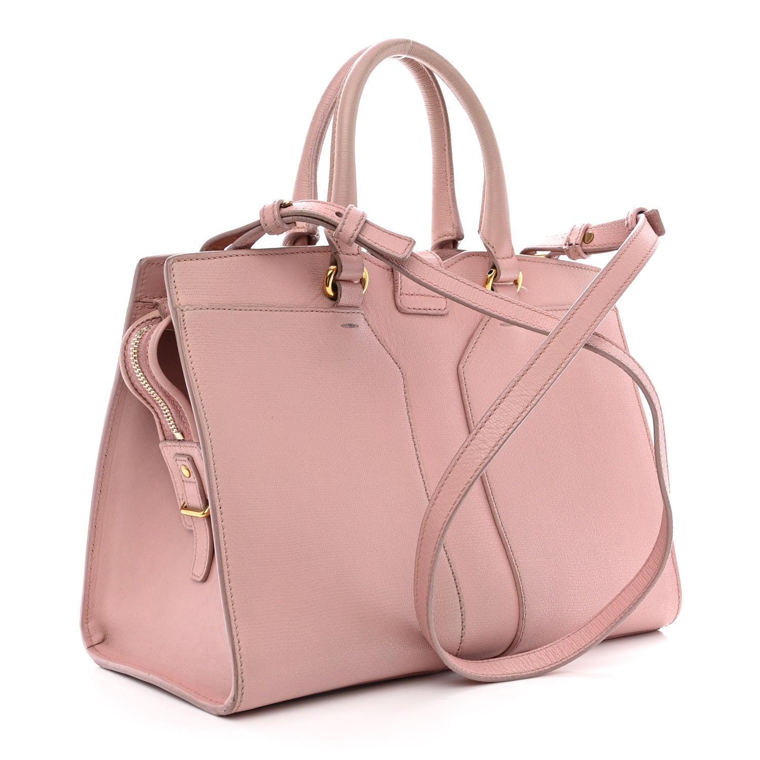 Saint Laurent Textured Calfskin Small Cabas ChYc Light Pink 3 of 21