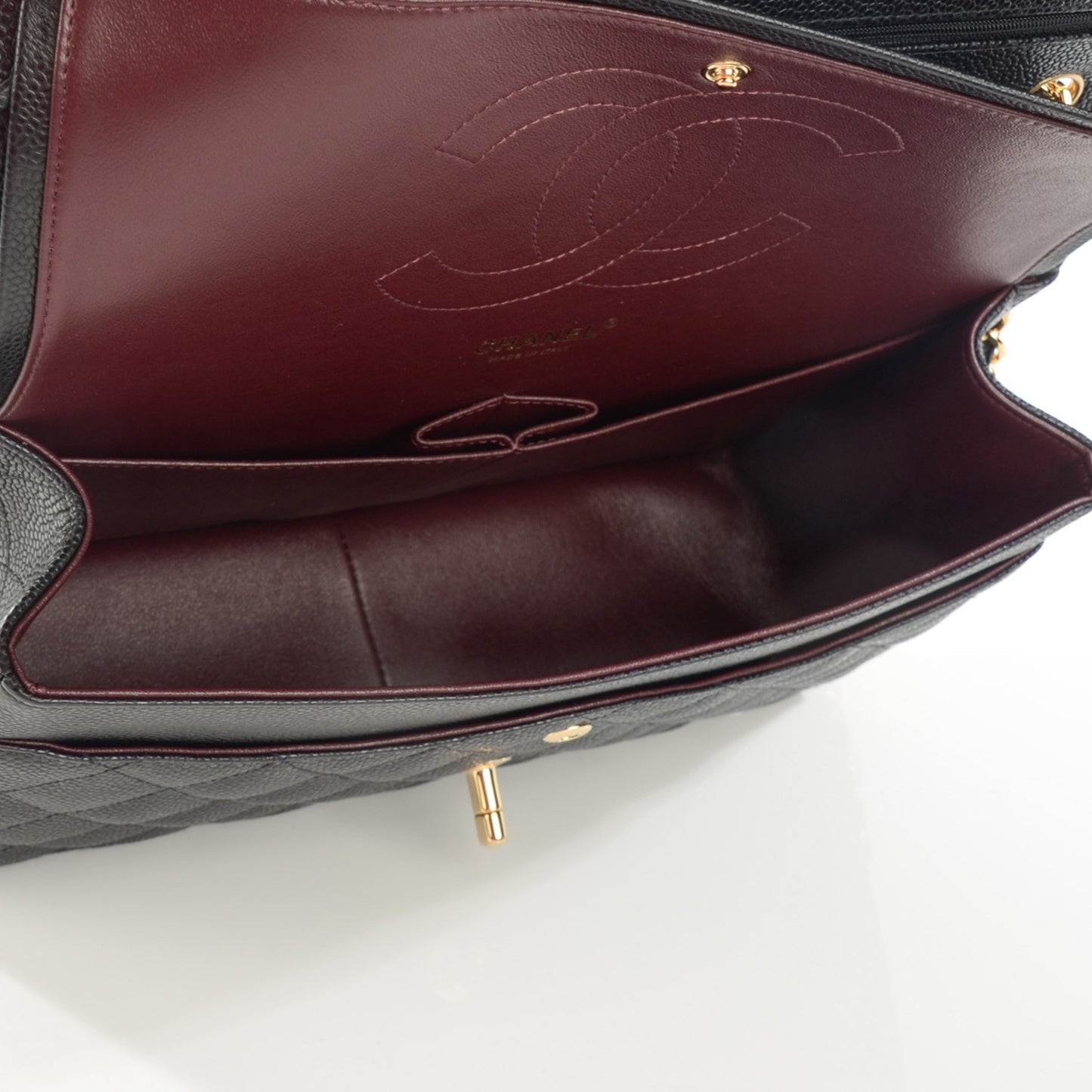 Caviar Quilted Jumbo Double Flap Black