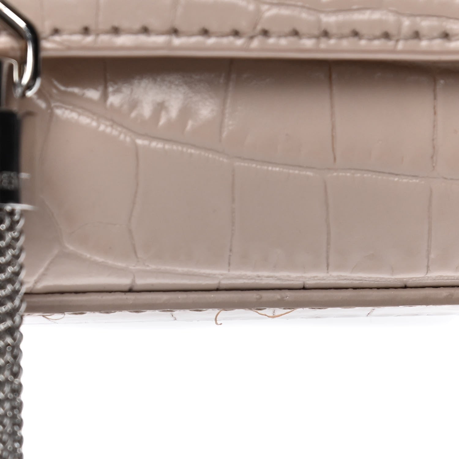 Saint Laurent Calfskin Crocodile Embossed Small Classic Monogram Kate Tassel Satchel Light Pink 14 of 14