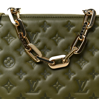 Louis Vuitton Lambskin Embossed Monogram Coussin MM Khaki 10 of 12