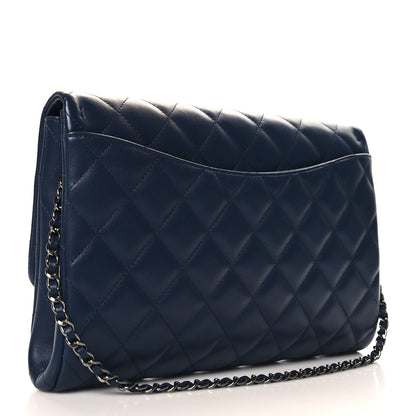 Chanel Lambskin Quilted Clutch with Chain Flap Navy 3 of 10