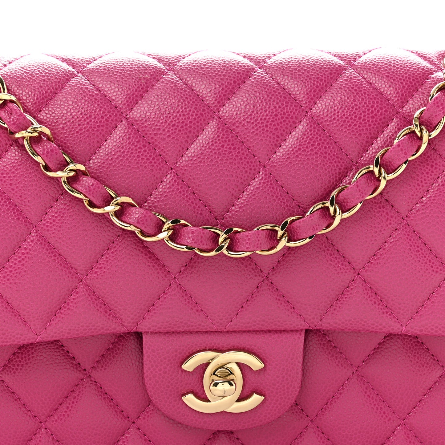 Caviar Quilted Medium Double Flap Purple