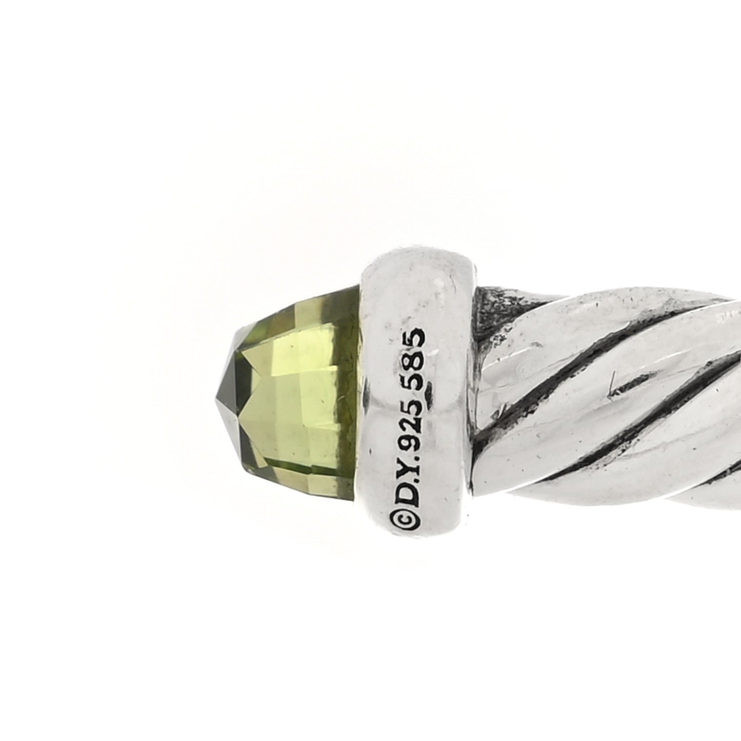 Sterling Silver 14K Yellow Gold Peridot 4mm Cable Flex Bracelet