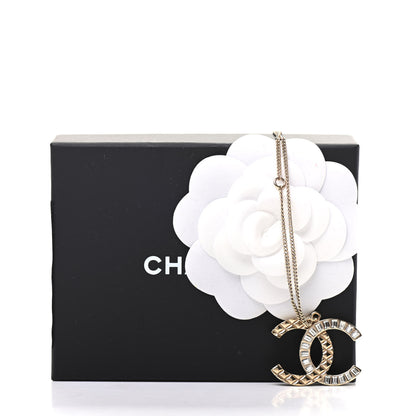 Chanel Baguette Crystal Quilted CC Pendant Necklace Gold 6 of 6