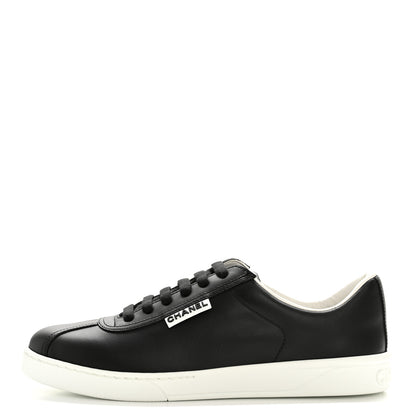 Chanel Calfskin CC Womens Sneakers 37.5 Black 1 of 10