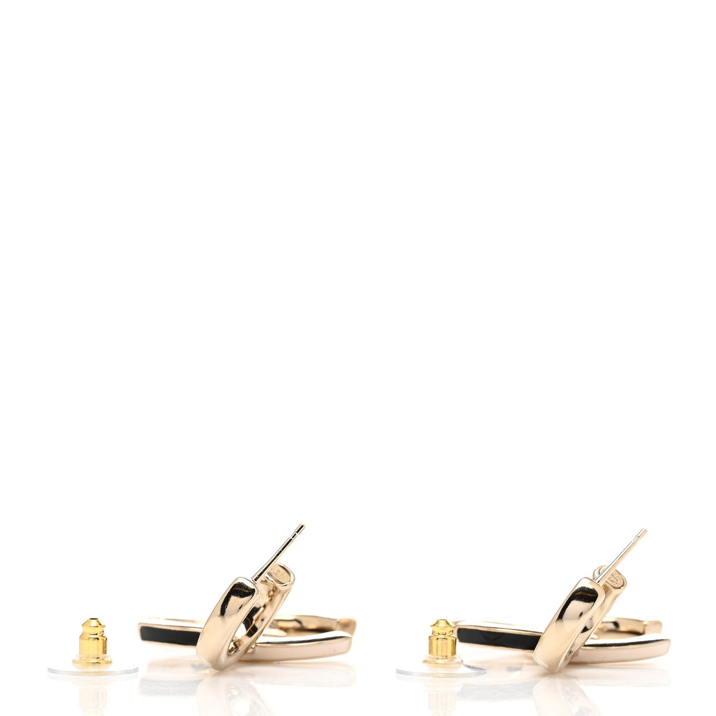 Metal Drop CC Earrings Gold