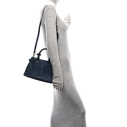 Burberry Grainy Calfskin House Check Small Banner Tote Ink Blue 2 of 10