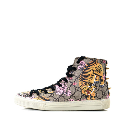 Gucci GG Supreme Monogram Bengal Pearl Womens High Top Sneakers 40 Beige Pink 1 of 8
