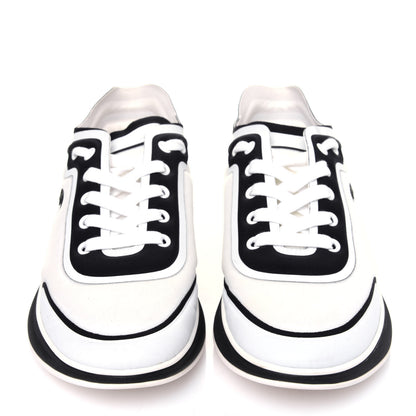 Chanel Lycra Womens CC Sneakers 39 White Black 2 of 10