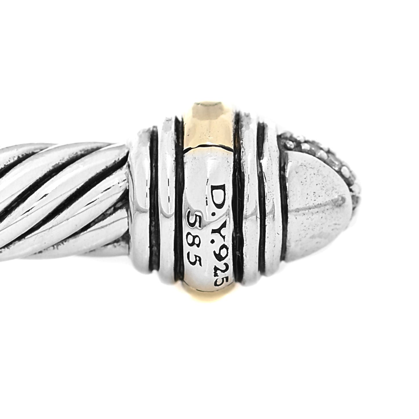 Sterling Silver 14K Yellow Gold Diamond 5mm Cable Classics Bracelet