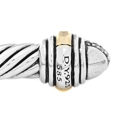 David Yurman Sterling Silver 14K Yellow Gold Diamond 5mm Cable Classics Bracelet 4 of 4