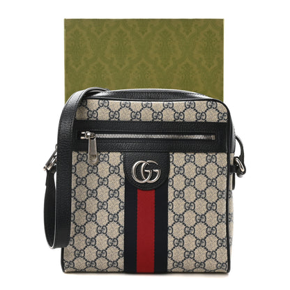 Gucci GG Supreme Monogram Textured Dollar Calfskin Web Small Ophidia Messenger Bag Beige Blue 10 of 10