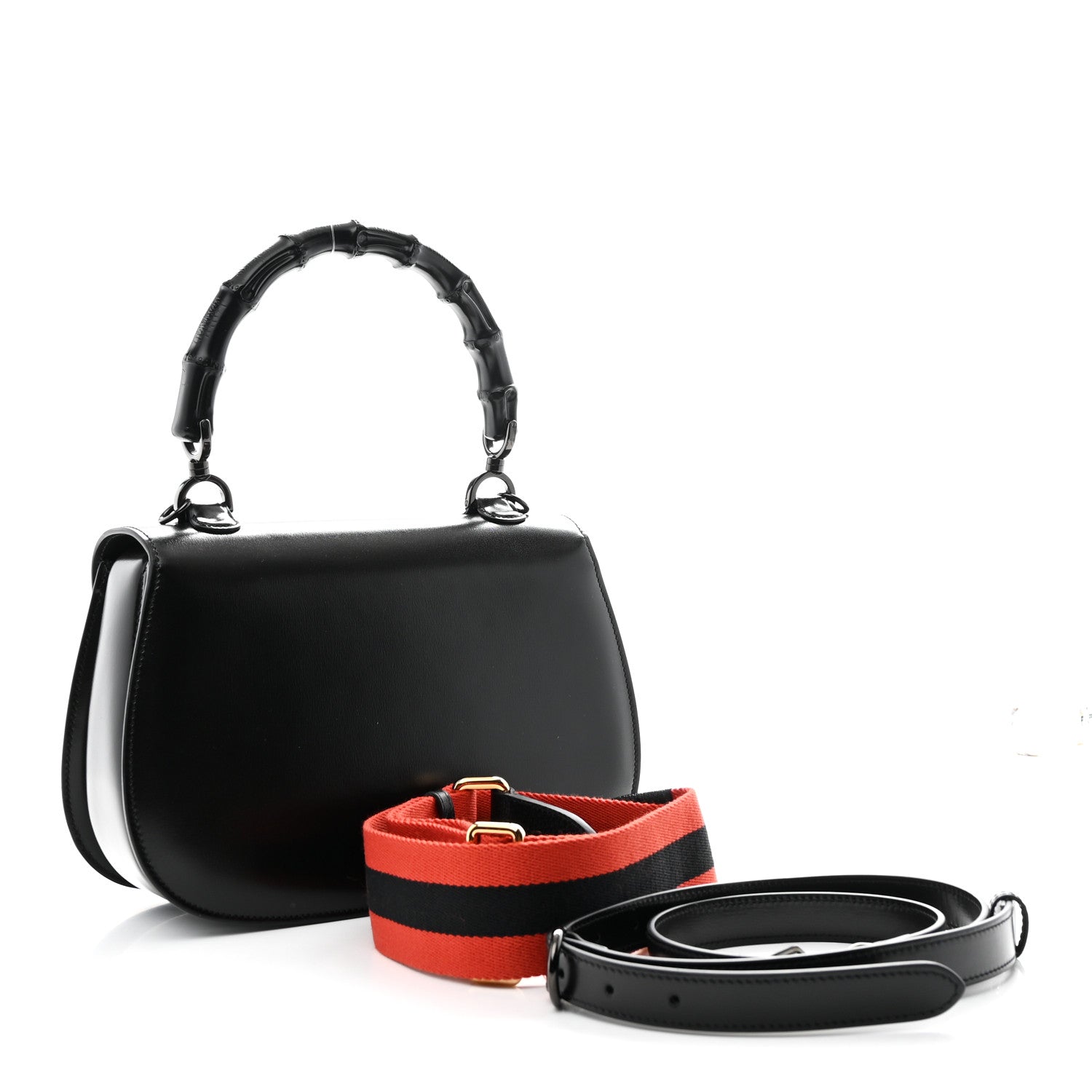 Gucci Boarded Dyana Lux Calfskin Web Monochrome Medium Bamboo 1947 Top Handle Bag Black 4 of 10