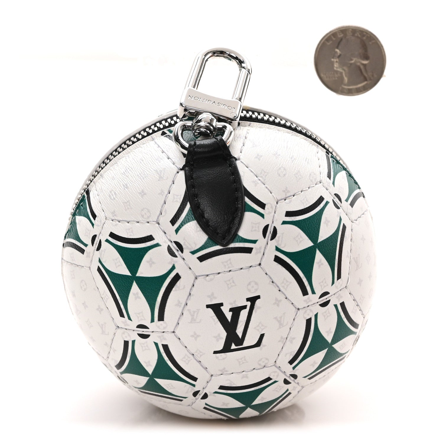 Louis Vuitton Calfskin Monogram LV Football Pouch Bag Charm White 2 of 6