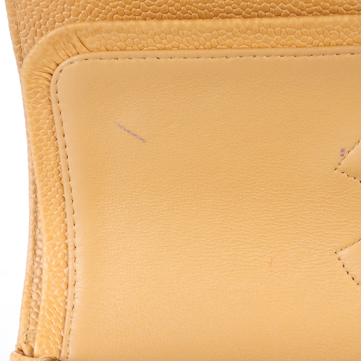 Caviar Quilted Medium Double Flap Beige