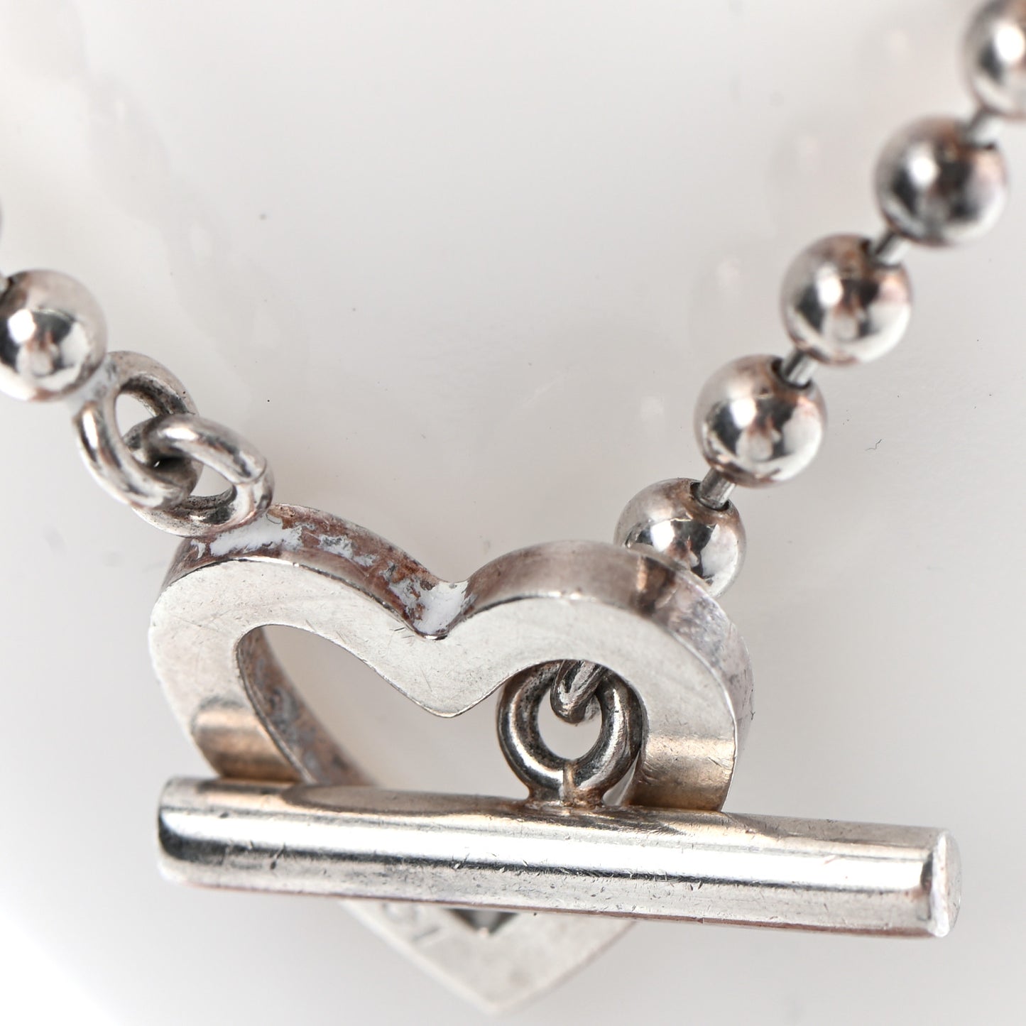 Sterling Silver Boule Heart Toggle Bracelet