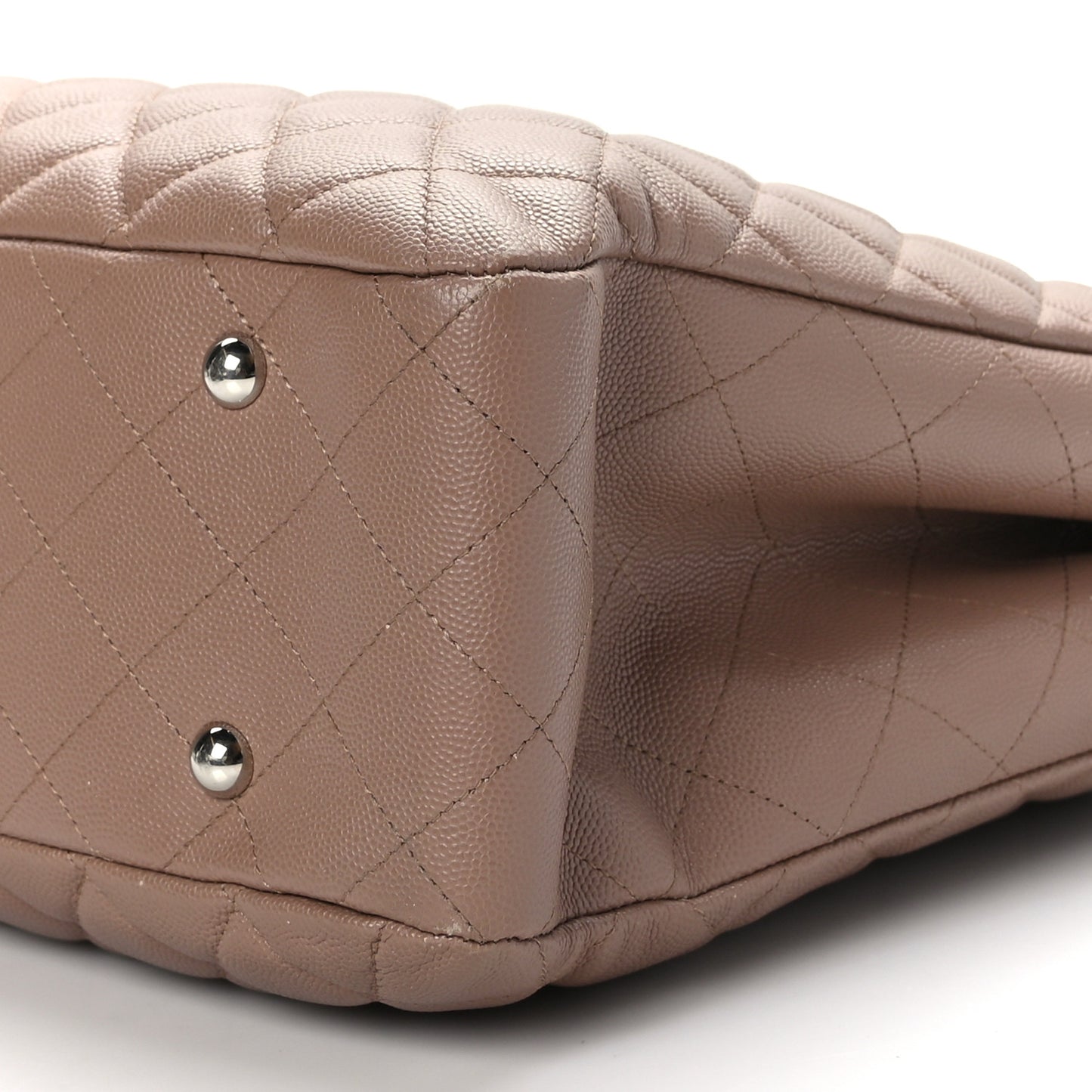 Caviar Quilted Large Shopping Tote Dark Beige