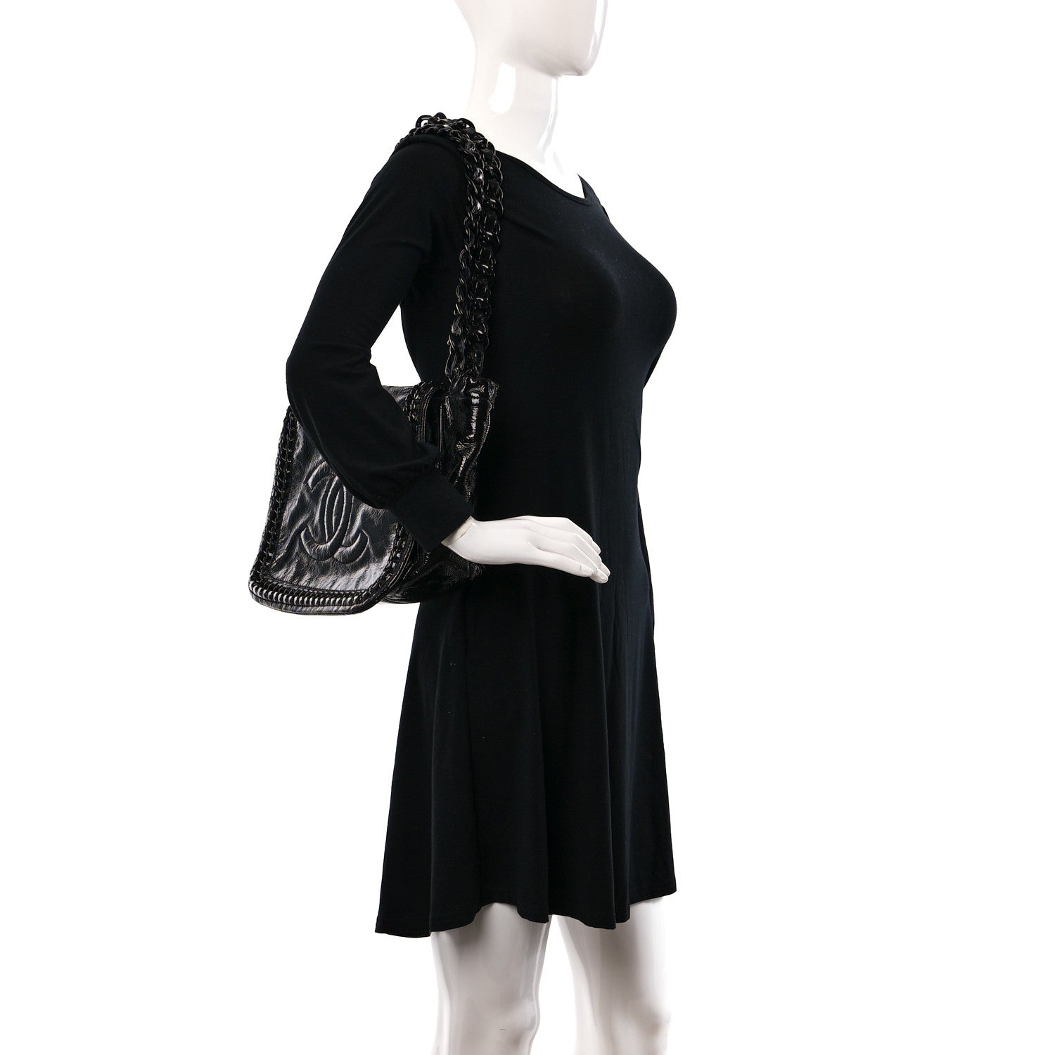 Chanel Crinkled Patent Modern Chain Flap Black 2 of 11