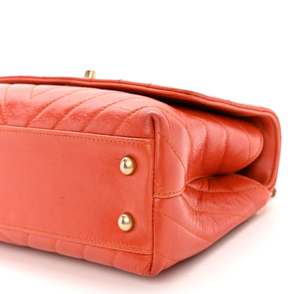 Chanel Calfskin Chevron Quilted Mini Coco Handle Flap Orange 9 of 12