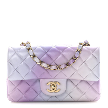 Chanel Calfskin Quilted Mini Cloudy Tie Dye Rectangular Flap Purple Blue Pink 1 of 10