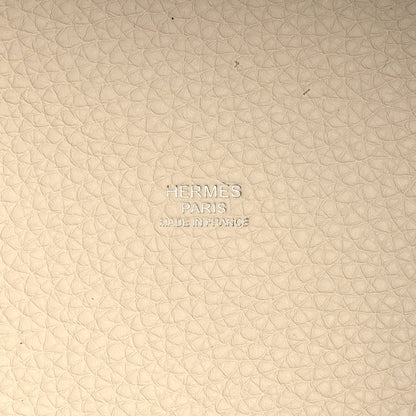Hermes Taurillon Clemence Casaque Picotin Lock 22 MM Gold Etoupe Nata 6 of 11