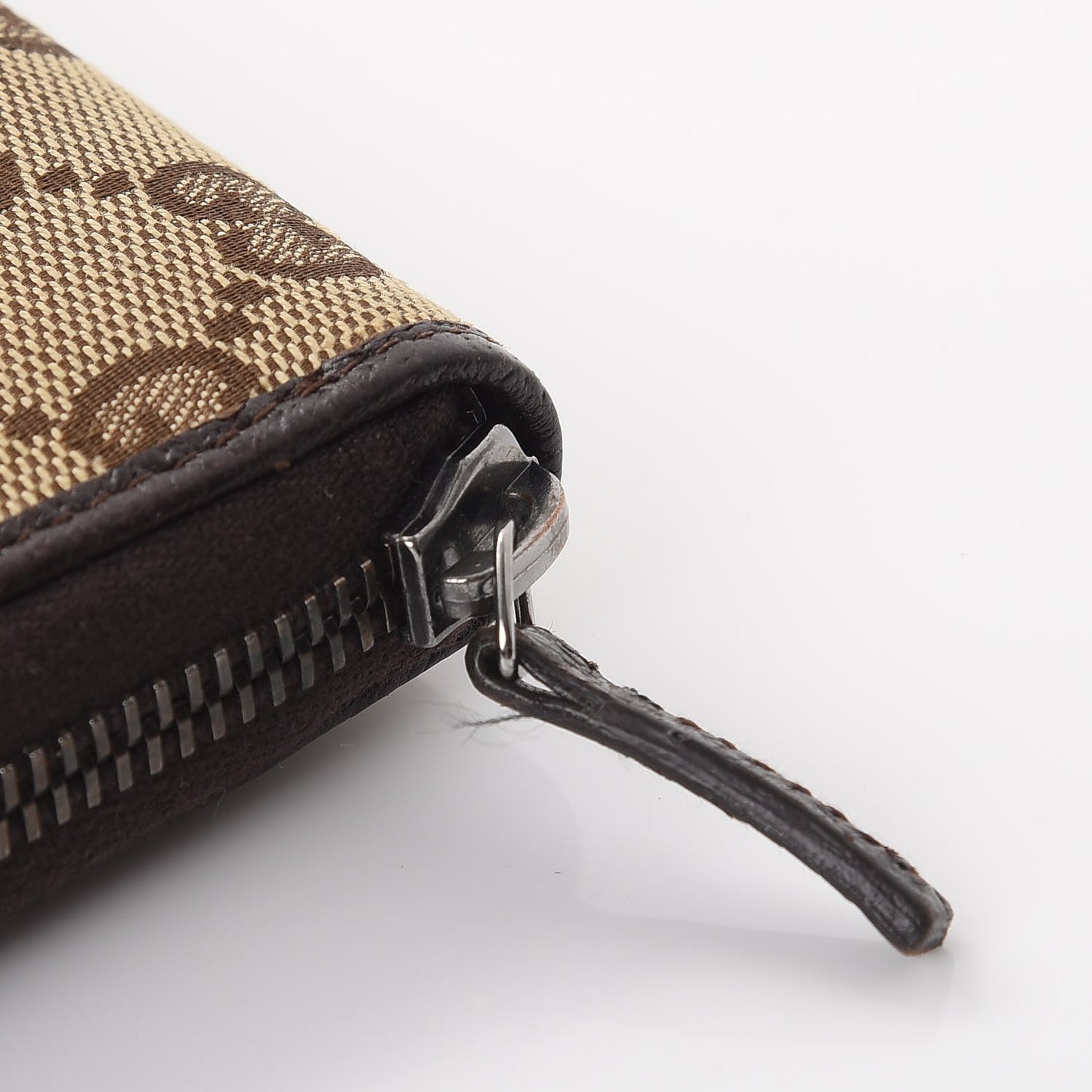 Monogram Metal Bar Zip Around Wallet Dark Brown
