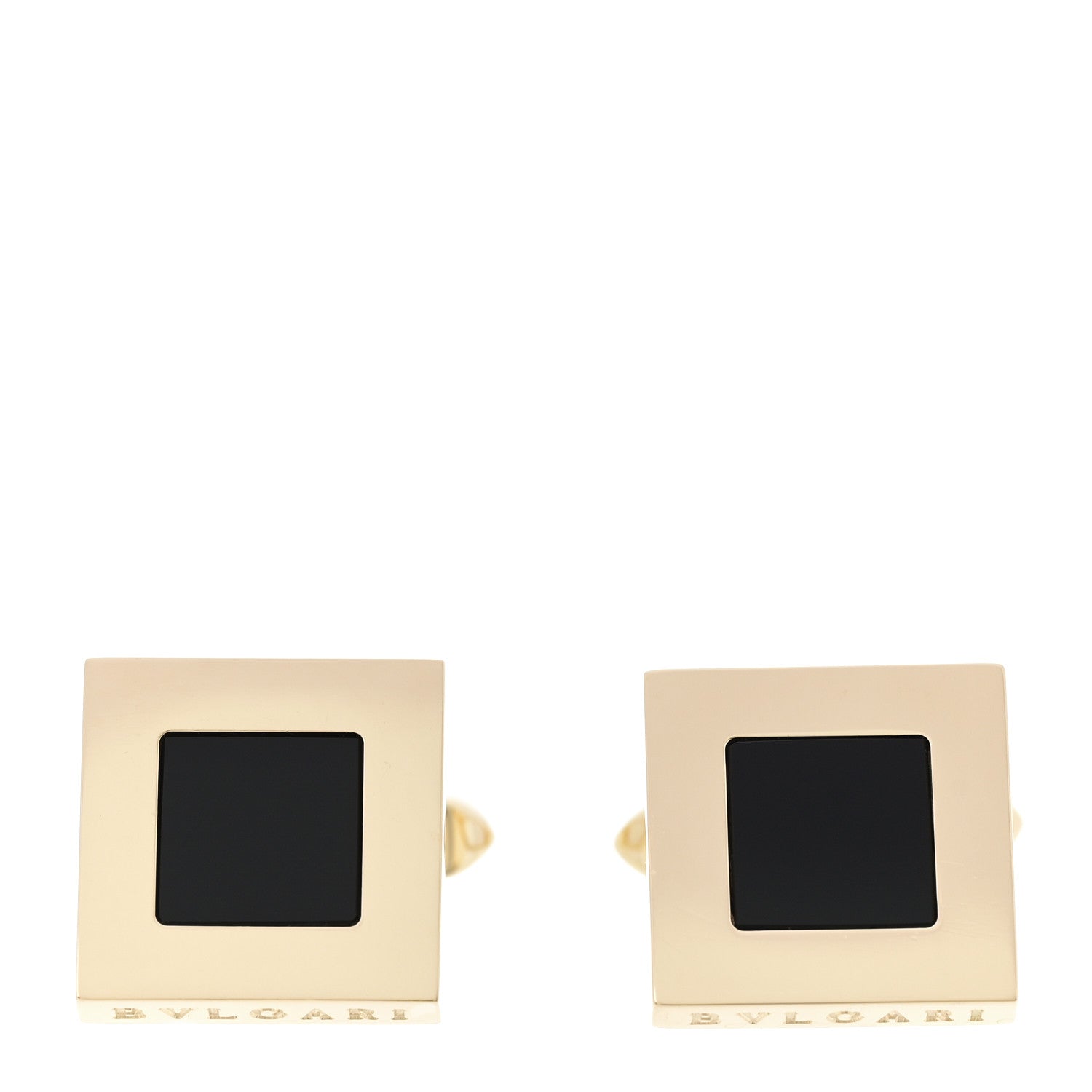 Bulgari 18K Yellow Gold Black Onyx Square Cufflinks 1 of 4
