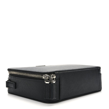 Prada Saffiano Travel Medium Brique Crossbody Bag Black 4 of 11